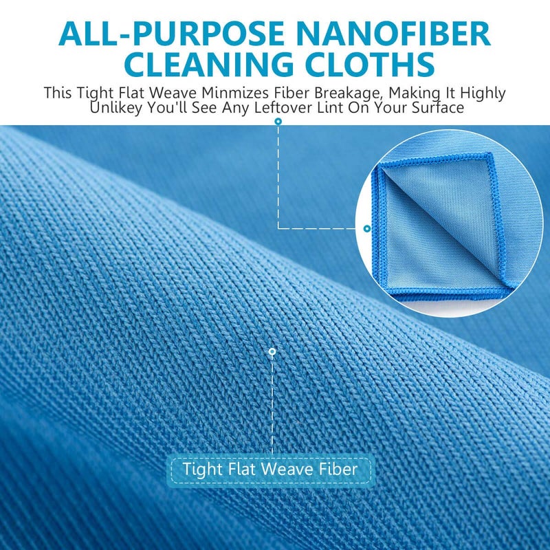 ZHIDIAN Window Glass Microfiber Cleaning Cloth - 8Pack Premium Lint Free Mirrors Polishing Rags, Eye Glasses Shower Glass Cleaner Towels, Wipes for Car Windows, Blue-12x12â€ - Image 2